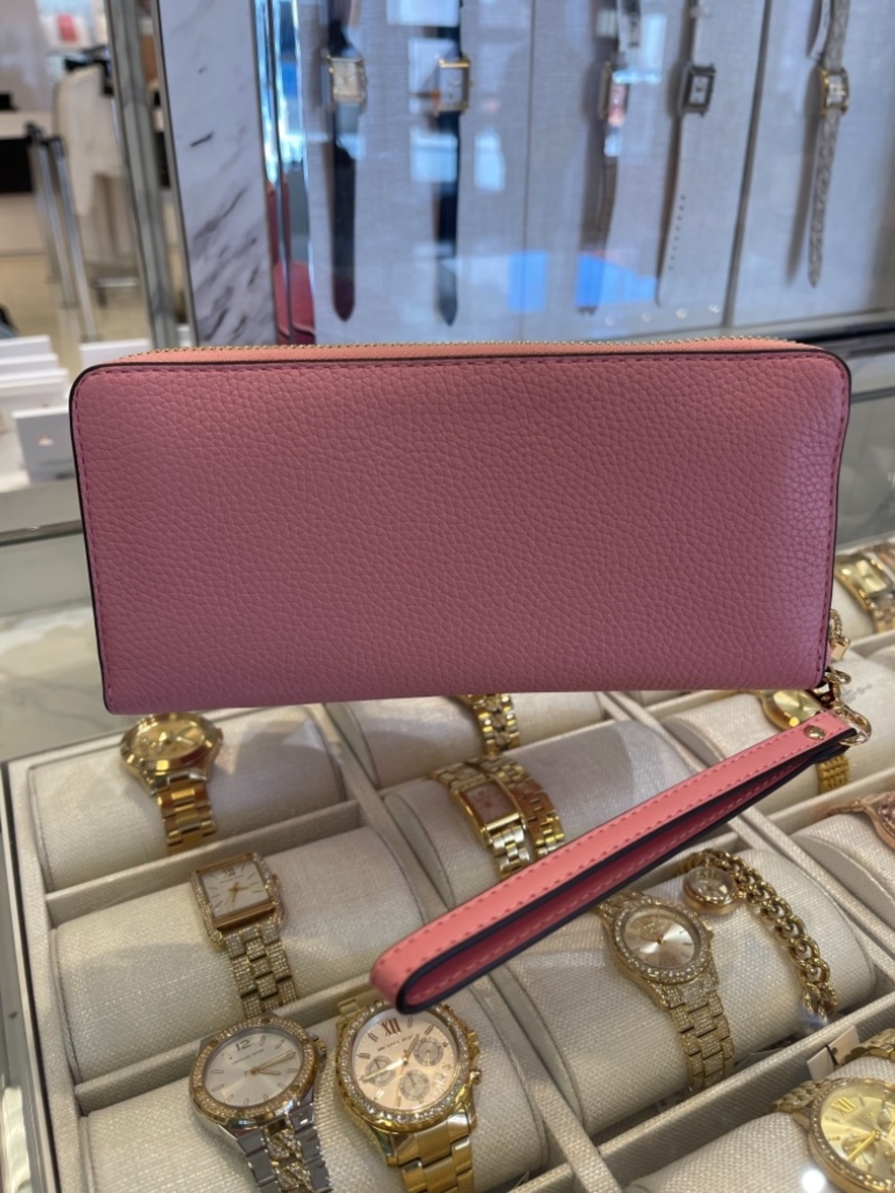 MICHAEL KORS Jet Set Travel Large Pebbled Leather Continental Wristlet Wallet Ph - Picture 13 of 16